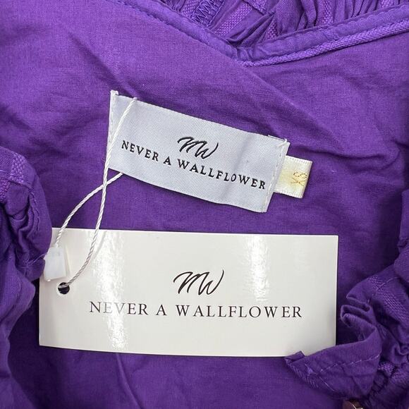 Never A Wallflower High Neck Dress Purple Windowpane Cotton - Picture 3 of 9